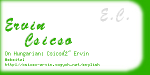 ervin csicso business card